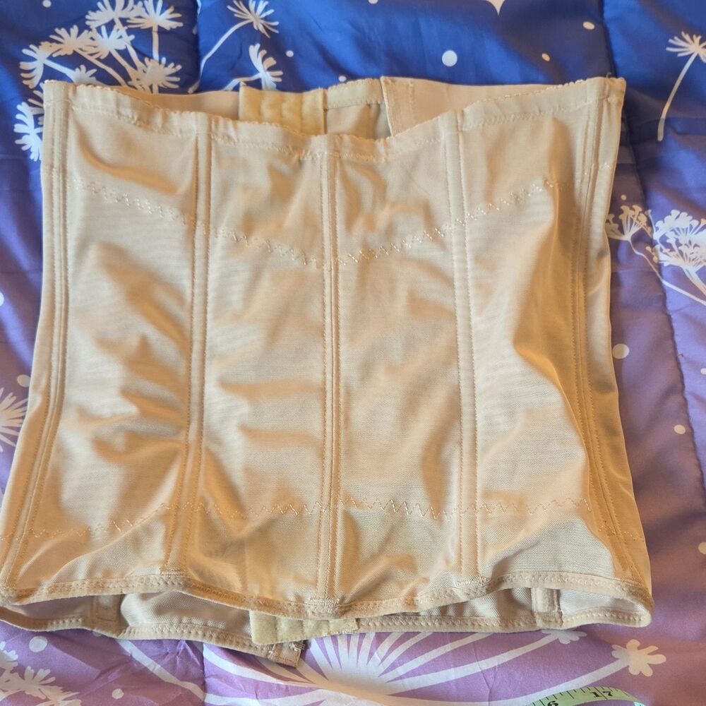Strapless Boned Bustier Beige Hook & Eye Closure Half Cup Opaque Solid Shapewear - Picture 4 of 4